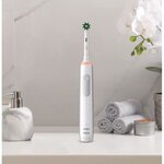 Brosse à Dents Électrique Oral-B Blanche - 2 Brossettes - Tete Ronde - 3 Modes de Brossage