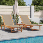 vidaXL Chaises longues lot de 2 taupe bois acacia solide et textilène
