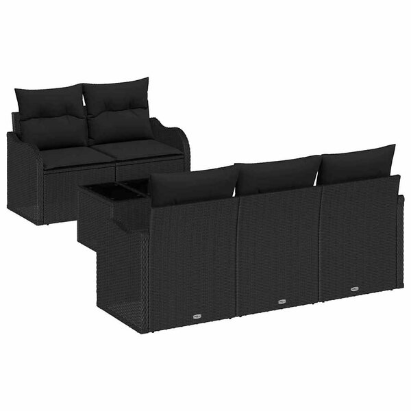 vidaXL Ensemble de canapé de jardin 6 Pièces Noir Poly rotin