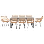 vidaXL Ensemble de salle à manger pour jardin 9 Pièces Marron Poly rotin