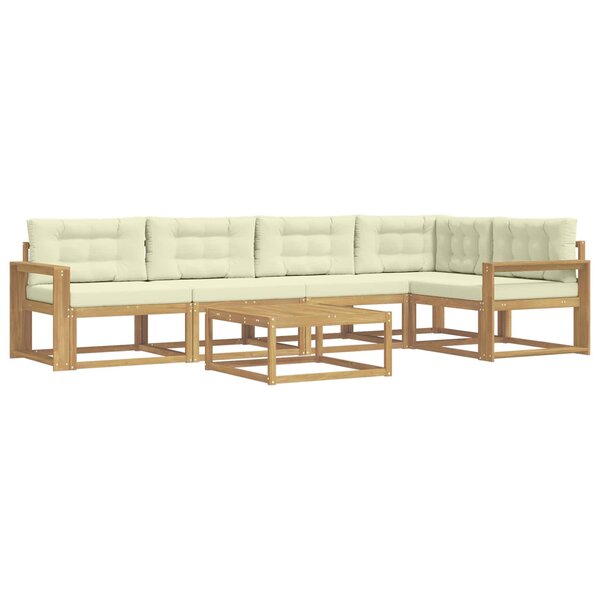 vidaXL Ensemble de canapés d'extérieur 6 pc Blanc et crème Polyester