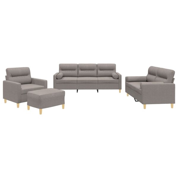 vidaXL Ensemble de canapés 4 Pièces avec coussins taupe tissu