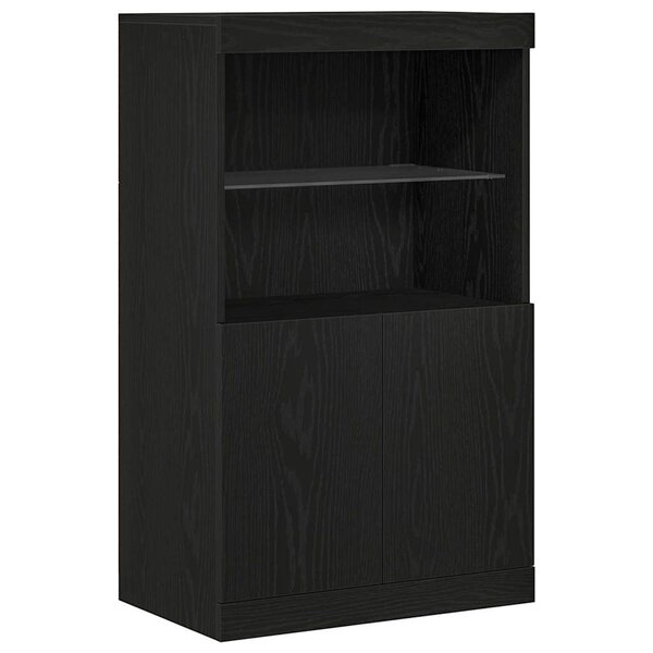 vidaXL Buffet LED Noir 60 x 37 x 100 cm Bois d'ingénierie