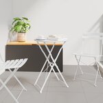 vidaXL Table de bistro pliable Blanc Ø50x71 cm en acier thermolaqué