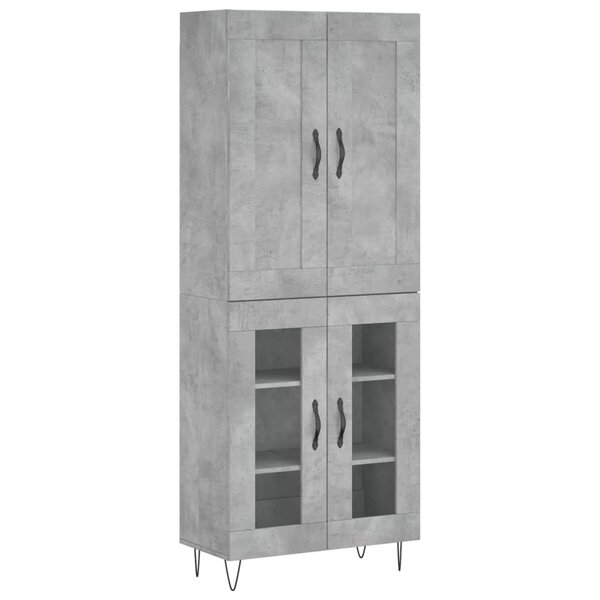 vidaXL Buffet haut Gris béton 69 5x34x180 cm Bois d'ingénierie
