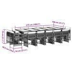 vidaXL Ensemble à manger de jardin avec coussins 15 Pièces marron rotin