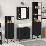 vidaXL Ensemble de mobilier de salle de bain avec étagère 4 Pièces Noir