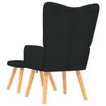 vidaXL Chaise de relaxation avec tabouret Noir Tissu