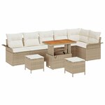 vidaXL Ensemble de canapé de jardin avec coussin 9 Pièces Beige polyrotin