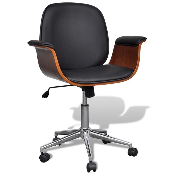 vidaXL Chaise pivotante Bois courbé et similicuir