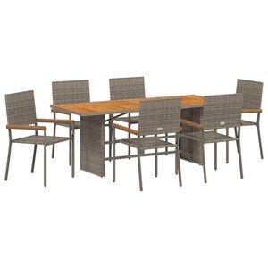 vidaXL Ensemble de salle à manger pour jardin 7 Pièces Gris polyrotin