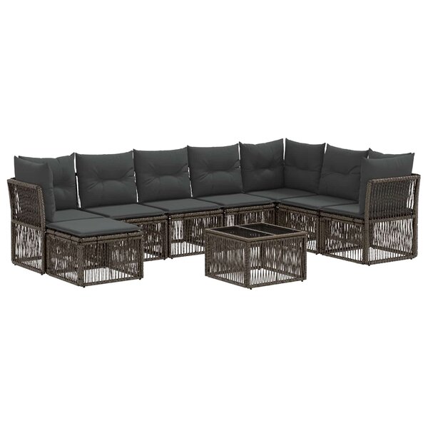 vidaXL Ensemble de canapé de jardin 9 Pièces Gris polyrotin