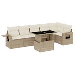 vidaXL Salon de jardin avec coussins 7 Pièces beige résine tressée