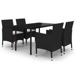 vidaXL Mobilier à dîner de jardin coussins 5 Pièces Résine tressée Verre