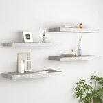 vidaXL Étagères murales flottantes 4 Pièces gris béton 60x23 5x3 8 cm MDF