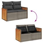 vidaXL Canapé de jardin 2 places avec coussins gris résine tressée