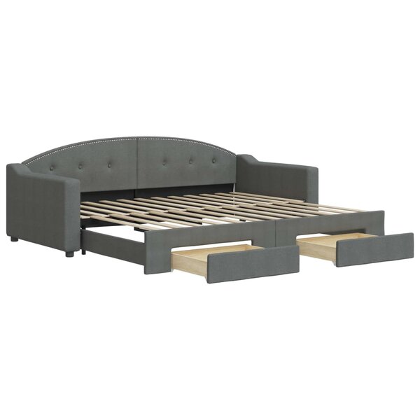 vidaXL Lit de jour avec gigogne et tiroirs sans matelas 90x200 cm