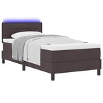vidaXL Lit à ressorts avec matelas Marron foncé 80 x 200 cm tissu
