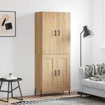 vidaXL Buffet haut Chêne sonoma 69 5x34x180 cm Bois d'ingénierie
