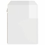 vidaXL Meuble TV mural Montage mural Blanc brillant 59 5 x 31 x 40 cm