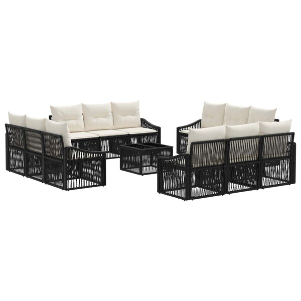 vidaXL Ensemble de canapé de jardin 13 Pièces Noir polyrotin