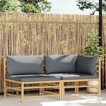 vidaXL Salon de jardin 2 Pièces avec coussins gris foncé Bambou