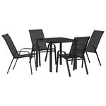 vidaXL Ensemble de salle à manger de jardin de 5 pièces en Textilène noir et acier