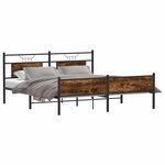 vidaXL Cadre de lit en métal sans matelas chêne fumé 160x200 cm