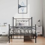 vidaXL Cadre de lit métal sans matelas avec pied de lit noir 100x190cm