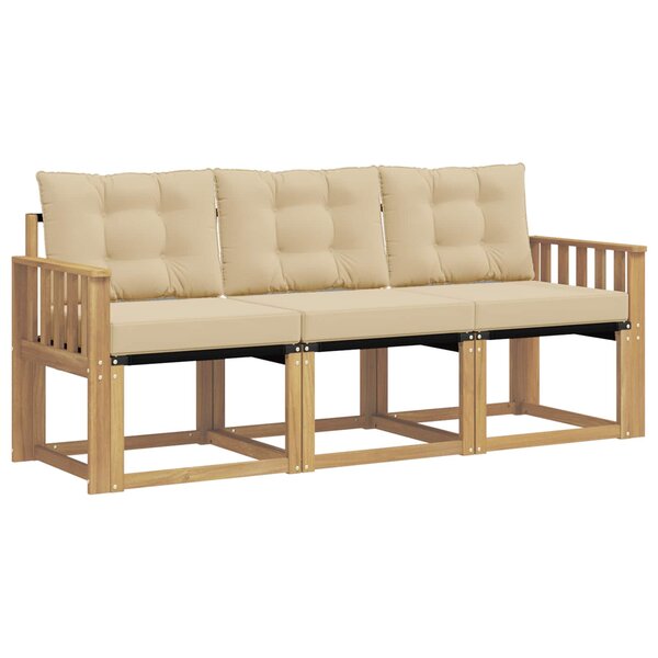 vidaXL Ensemble de canapés d'extérieur 3 pc Blanc et Beige