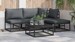 vidaXL Ensemble de canapé de jardin avec coussin 5 Pièces Noir Aluminium