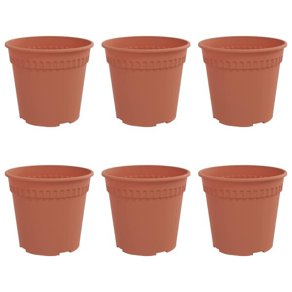 vidaXL Pot à fleurs rond 6 pc Rouge brique Ø 19 x 16 5 cm Plastique