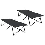 vidaXL Lits de soleil pliants avec sacs de transport 2 Pièces Noir Tissu Oxford 600D