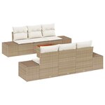 vidaXL Ensemble de canapé de jardin avec coussin 7 Pièces Beige polyrotin