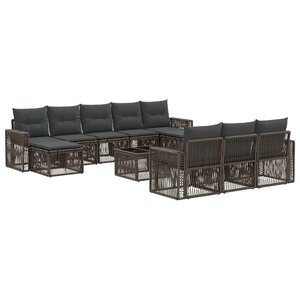 vidaXL Ensemble de canapé de jardin 11 Pièces Gris et Gris foncé