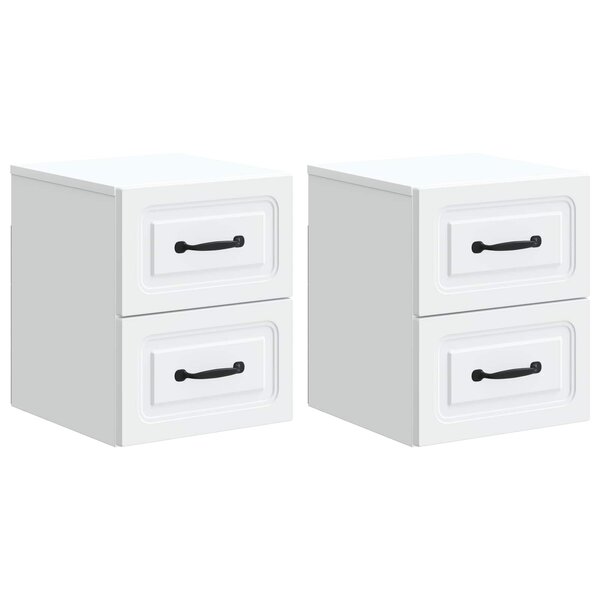 vidaXL Cabinet de chevet mural 2 pc Blanc 34 5 x 33 x 40 cm