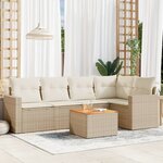 vidaXL Salon de jardin avec coussins 6 Pièces beige résine tressée