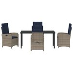 vidaXL Ensemble de salle à manger de jardin de 5 pièces avec coussins - poly rotin gris