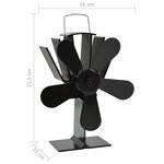vidaXL Ventilateur de poêle alimenté par chaleur 5 pales Noir