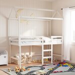 vidaXL Lit superposé avec échelle et toit sans matelas blanc 90x190 cm