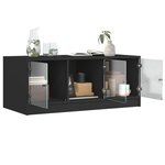 vidaXL Table basse avec portes en verre noir 102x50x42 cm