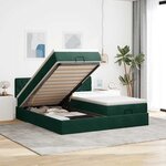 VidaXL Cadre de lit ottoman avec matelas vert foncé 180x200cm velours