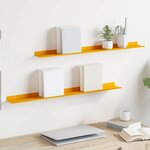 vidaXL Étagère flottante 2 Pièces Jaune moutarde 80 x 9 x 2 5 cm Acier