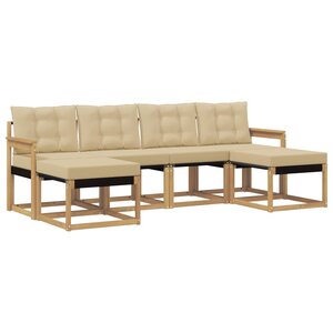 vidaXL Ensemble de canapés d'extérieur 6 pc Blanc et Beige