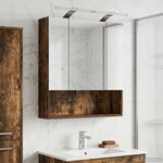 vidaXL Armoire Miroir de Salle de Bain Chêne fumé 60 x 14.5 x 70 cm