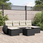 vidaXL Salon de jardin 7 Pièces avec coussins noir résine tressée