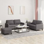vidaXL Ensemble de canapés 3 Pièces avec coussins Gris Similicuir