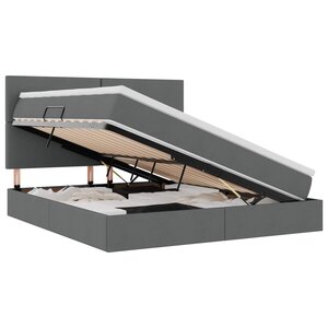 vidaXL Lit avec rangement et matelas Gris foncé 160 x 200 cm tissu