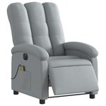vidaXL Fauteuil de massage inclinable électrique gris clair tissu