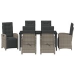 vidaXL Ensemble de salle à manger de jardin 7 pièces avec coussins gris en poly rotin
